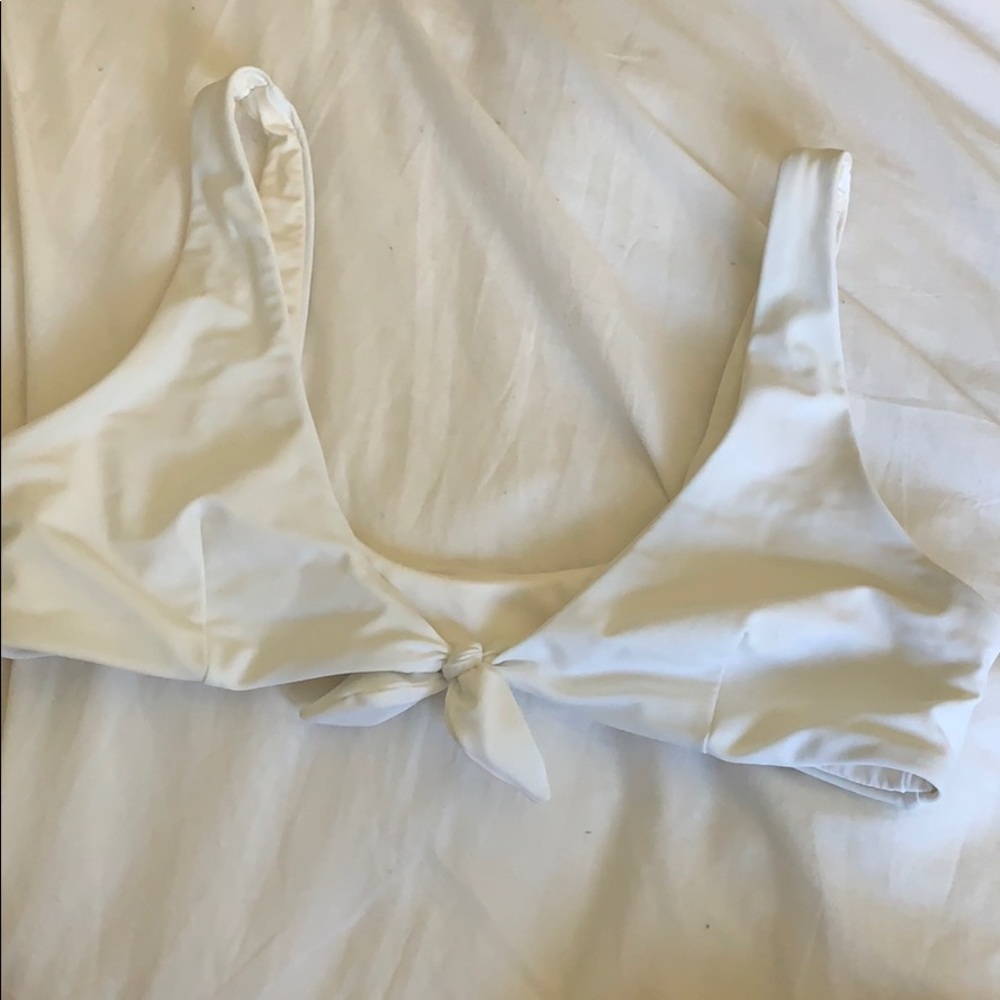 Minkpink white tie-front bikini top